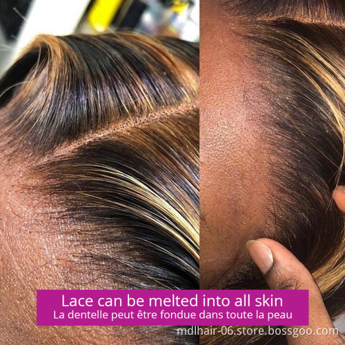 Wholesale Highlight Bob Lace Front Wigs , Colored Human Hair Front Lace Part 150% Density For Black Women